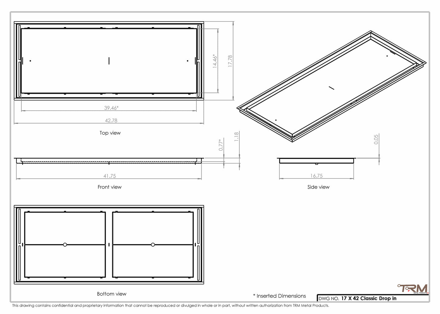 17x42 Classic Drop-in Air Vent, Flush Floor-Matching, All Metal, Floor Vent Cover