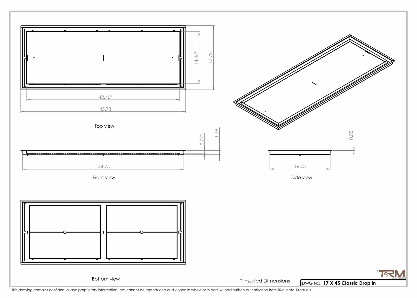 17x45 Classic Drop-in Air Vent, Flush Floor-Matching, All Metal, Floor Vent Cover