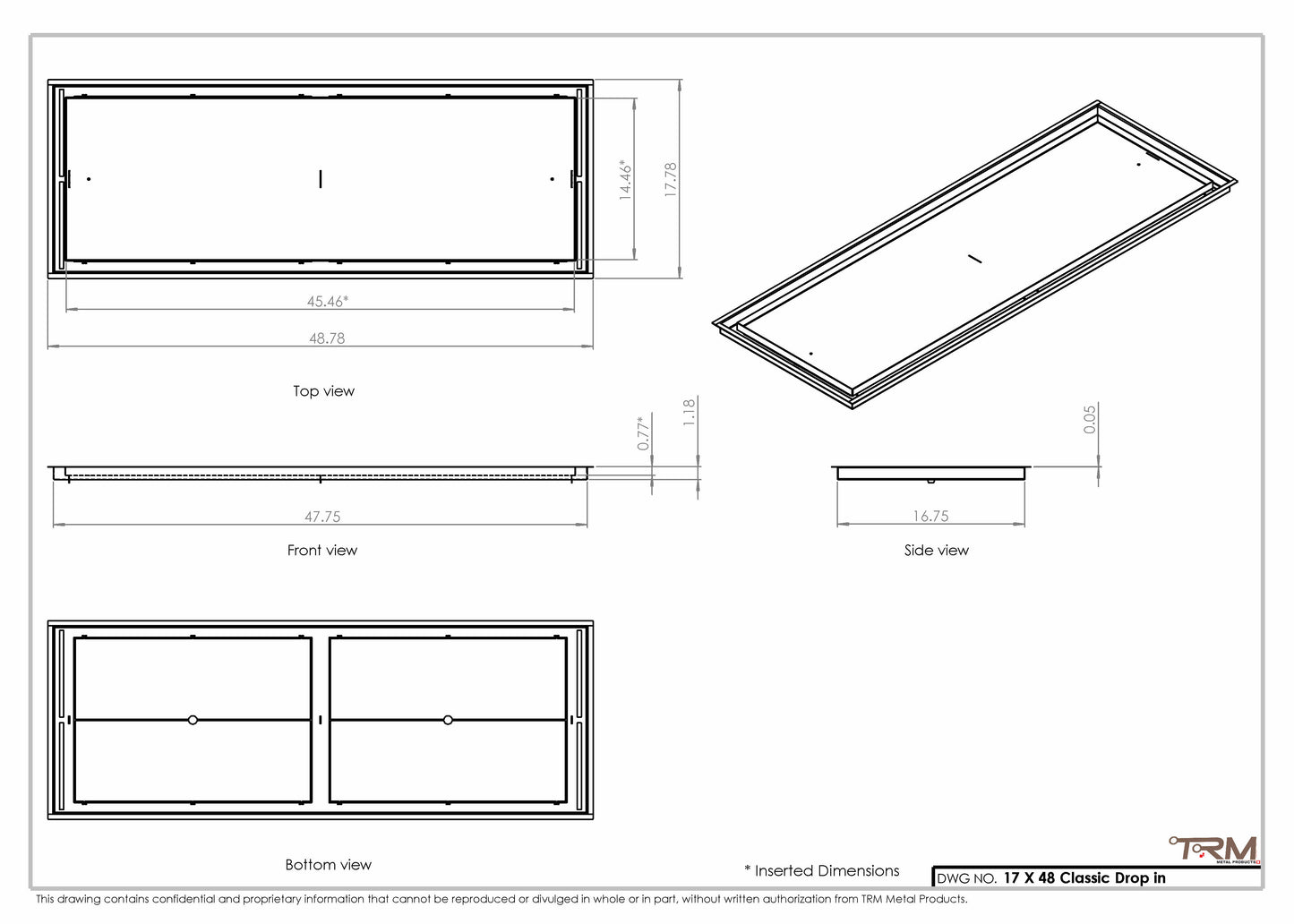 17x48 Classic Drop-in Air Vent, Flush Floor-Matching, All Metal, Floor Vent Cover