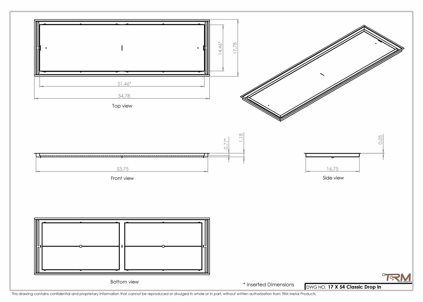 17x54 Classic Drop-in Air Vent, Flush Floor-Matching, All Metal, Floor Vent Cover