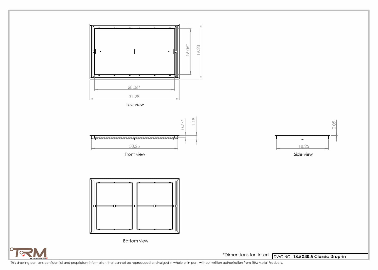 18.5x30.5 - Classic Drop-in Air Vent, Flush Floor-Matching, All Metal, Floor Vent Cover - TRM Metal  30.5x18.5