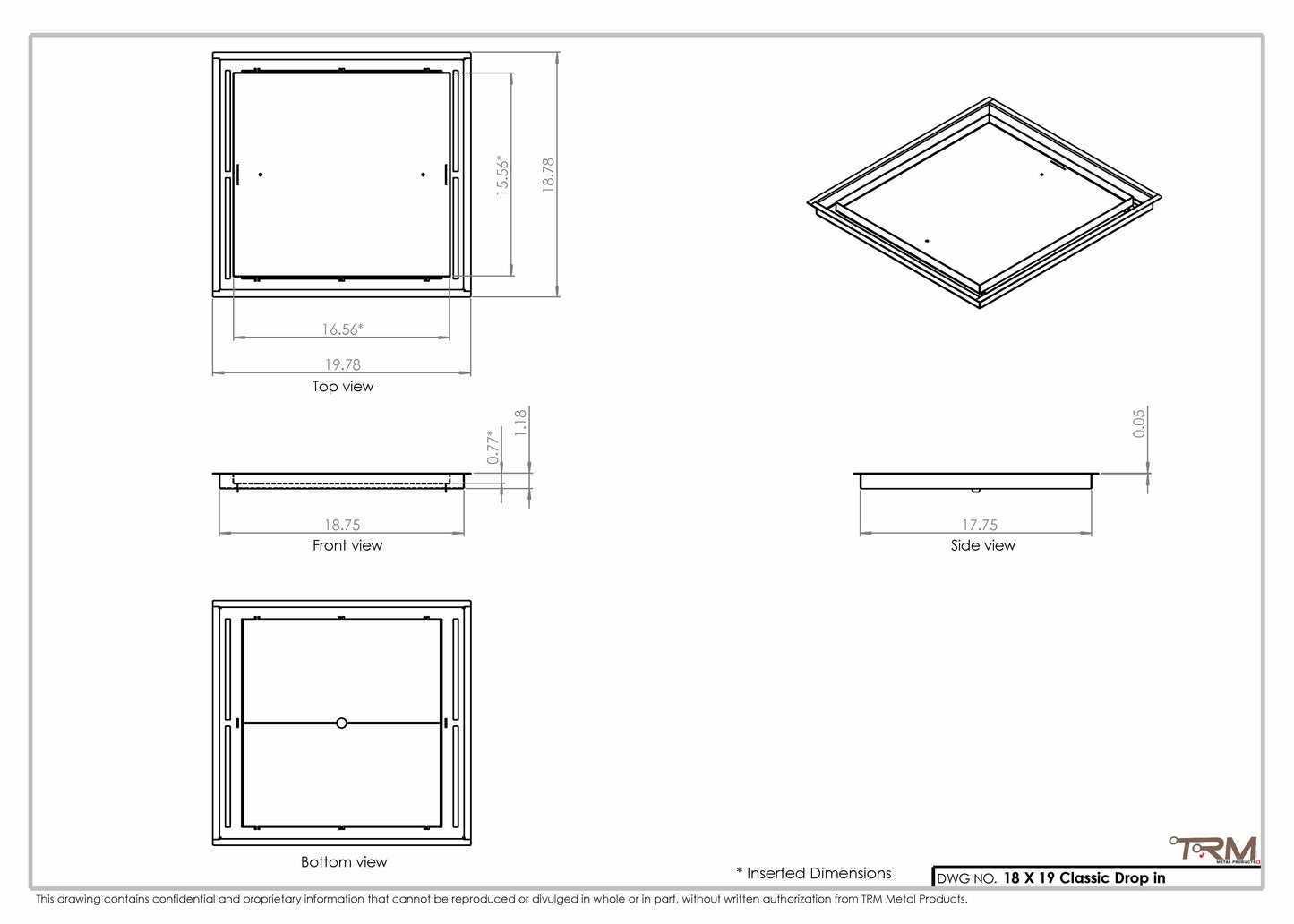 18x19 Classic Drop-in Air Vent, Flush Floor-Matching, All Metal, Floor Vent Cover