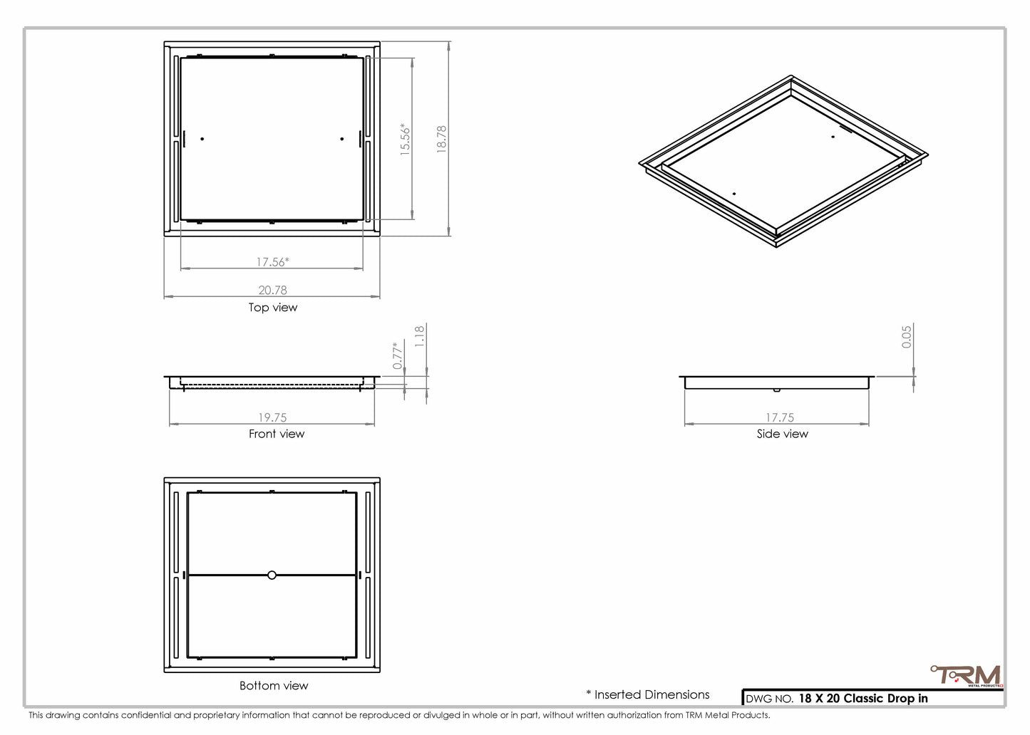 18x20 Classic Drop-in Air Vent, Flush Floor-Matching, All Metal, Floor Vent Cover