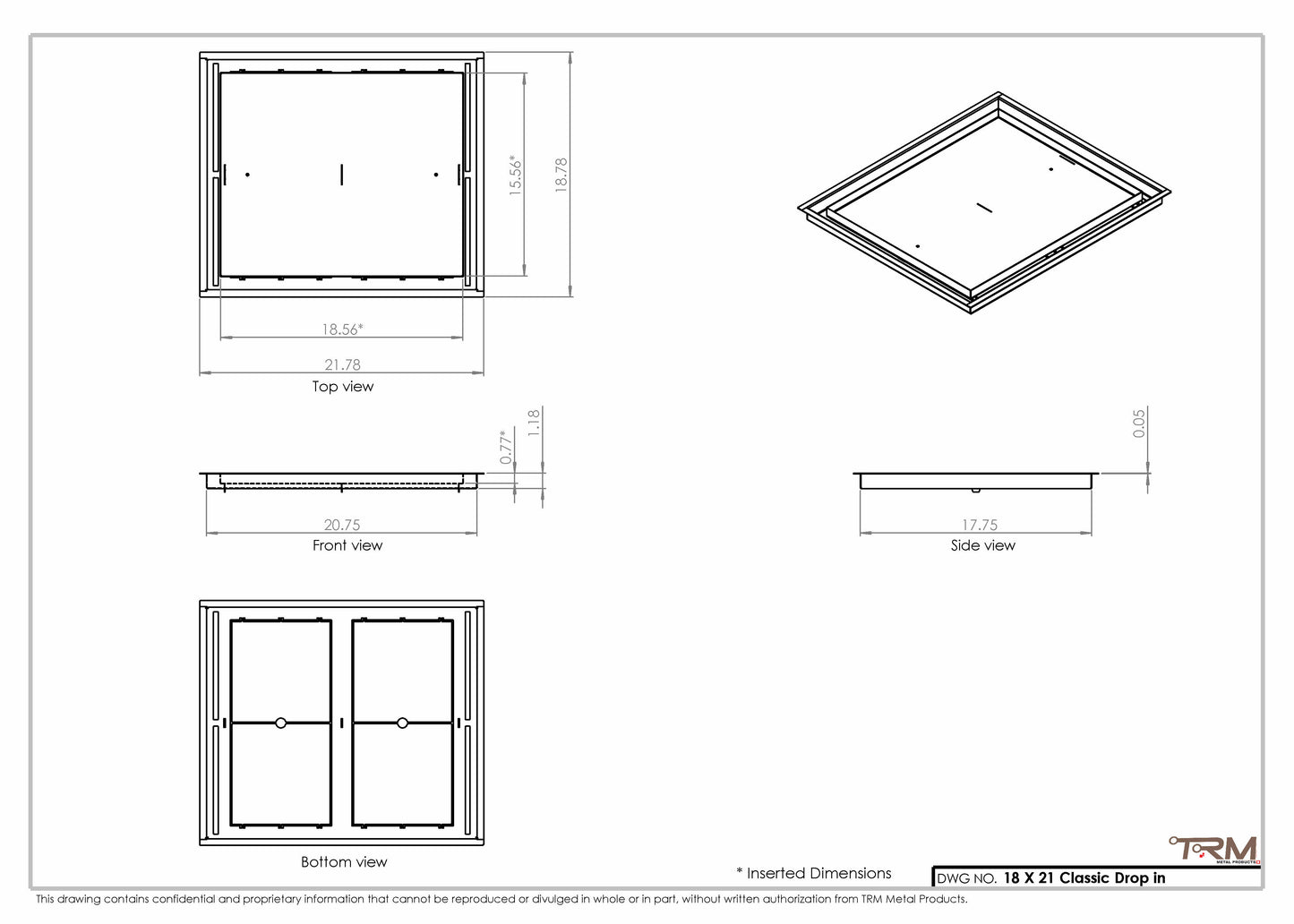 18x21 Classic Drop-in Air Vent, Flush Floor-Matching, All Metal, Floor Vent Cover