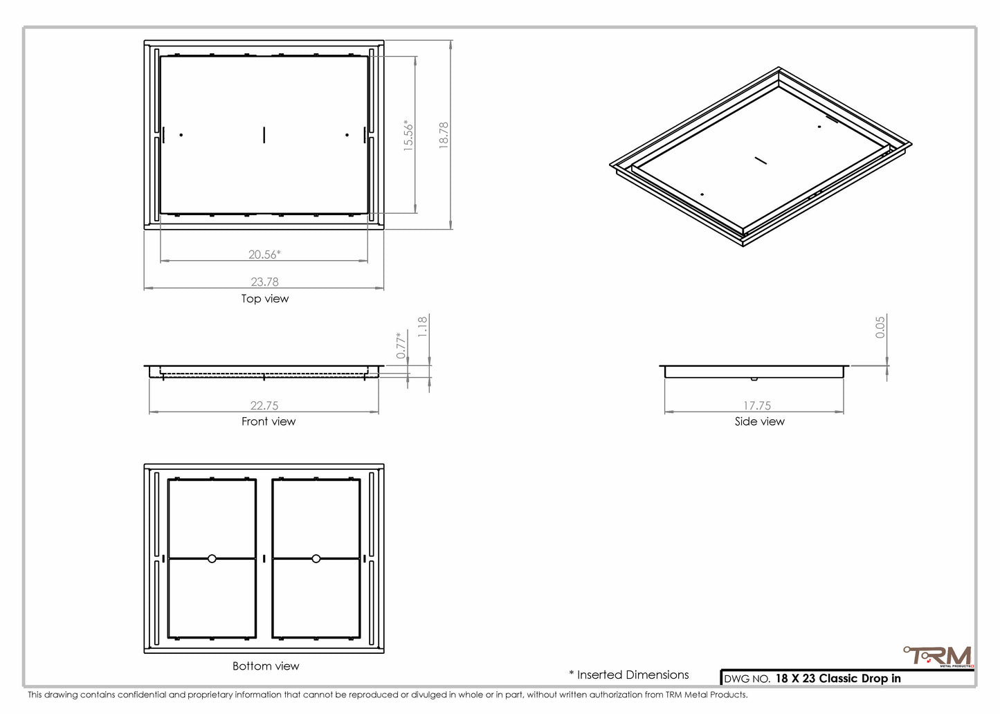 18x23 Classic Drop-in Air Vent, Flush Floor-Matching, All Metal, Floor Vent Cover
