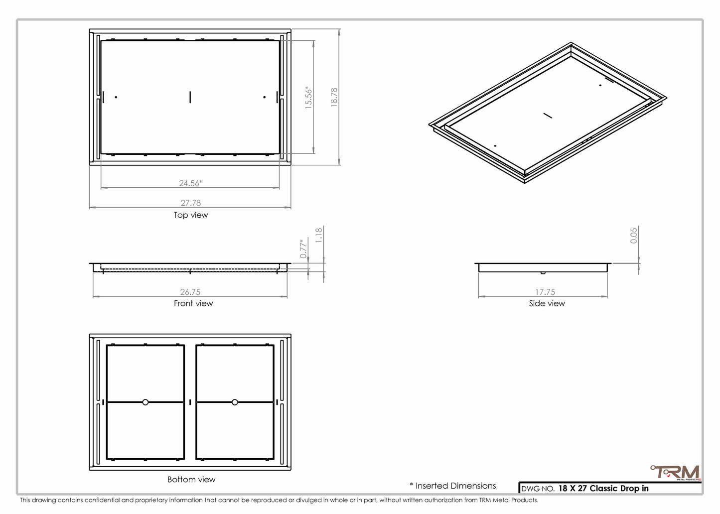 18x27 Classic Drop-in Air Vent, Flush Floor-Matching, All Metal, Floor Vent Cover
