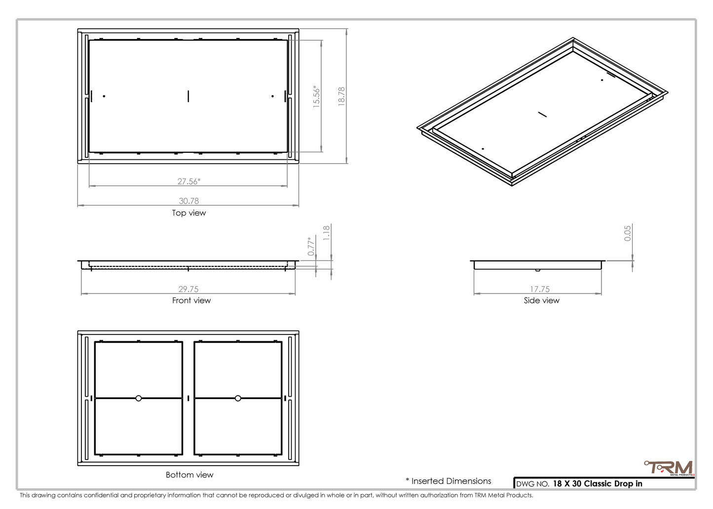 18x30 Classic Drop-in Air Vent, Flush Floor-Matching, All Metal, Floor Vent Cover