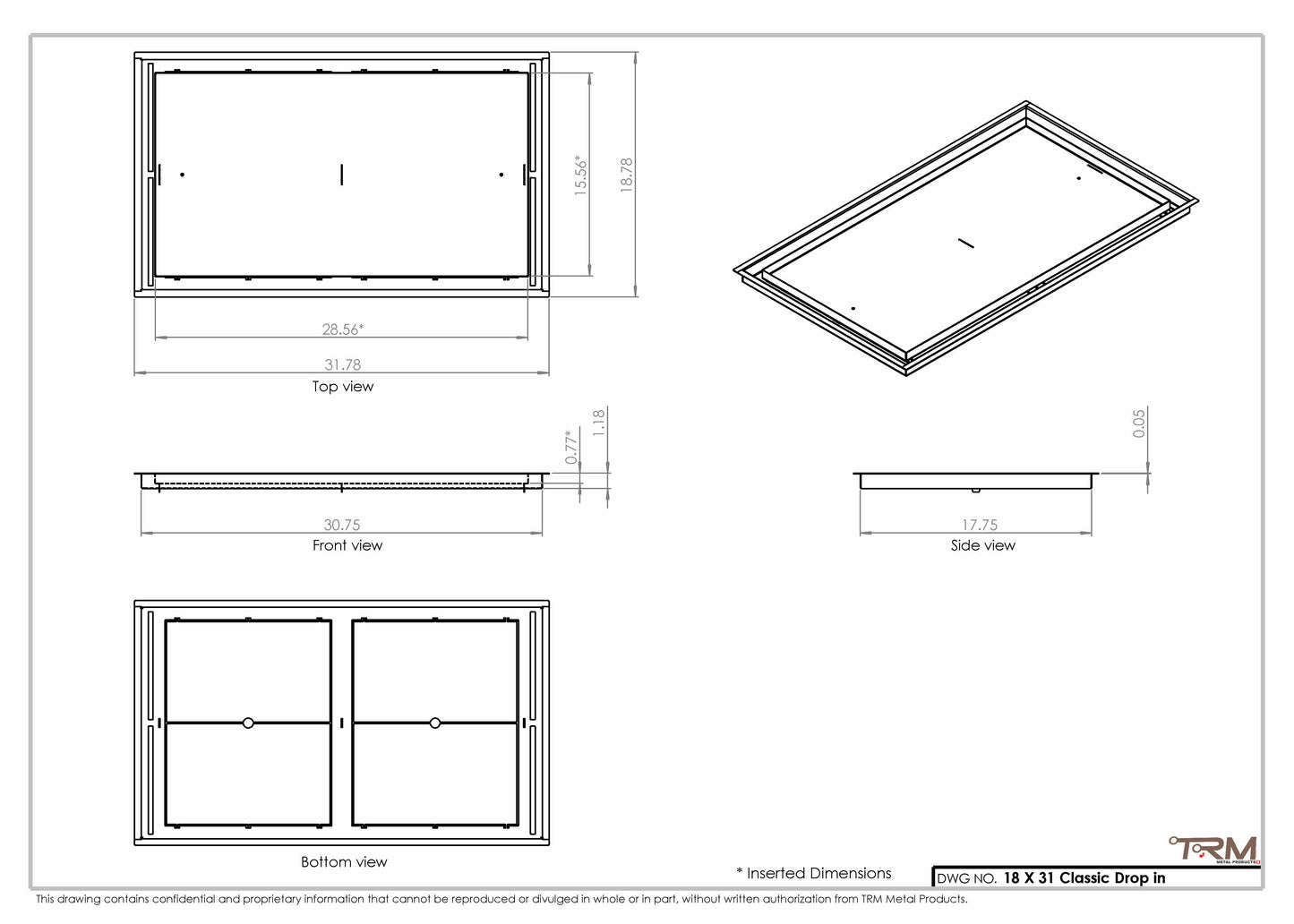18x31 Classic Drop-in Air Vent, Flush Floor-Matching, All Metal, Floor Vent Cover