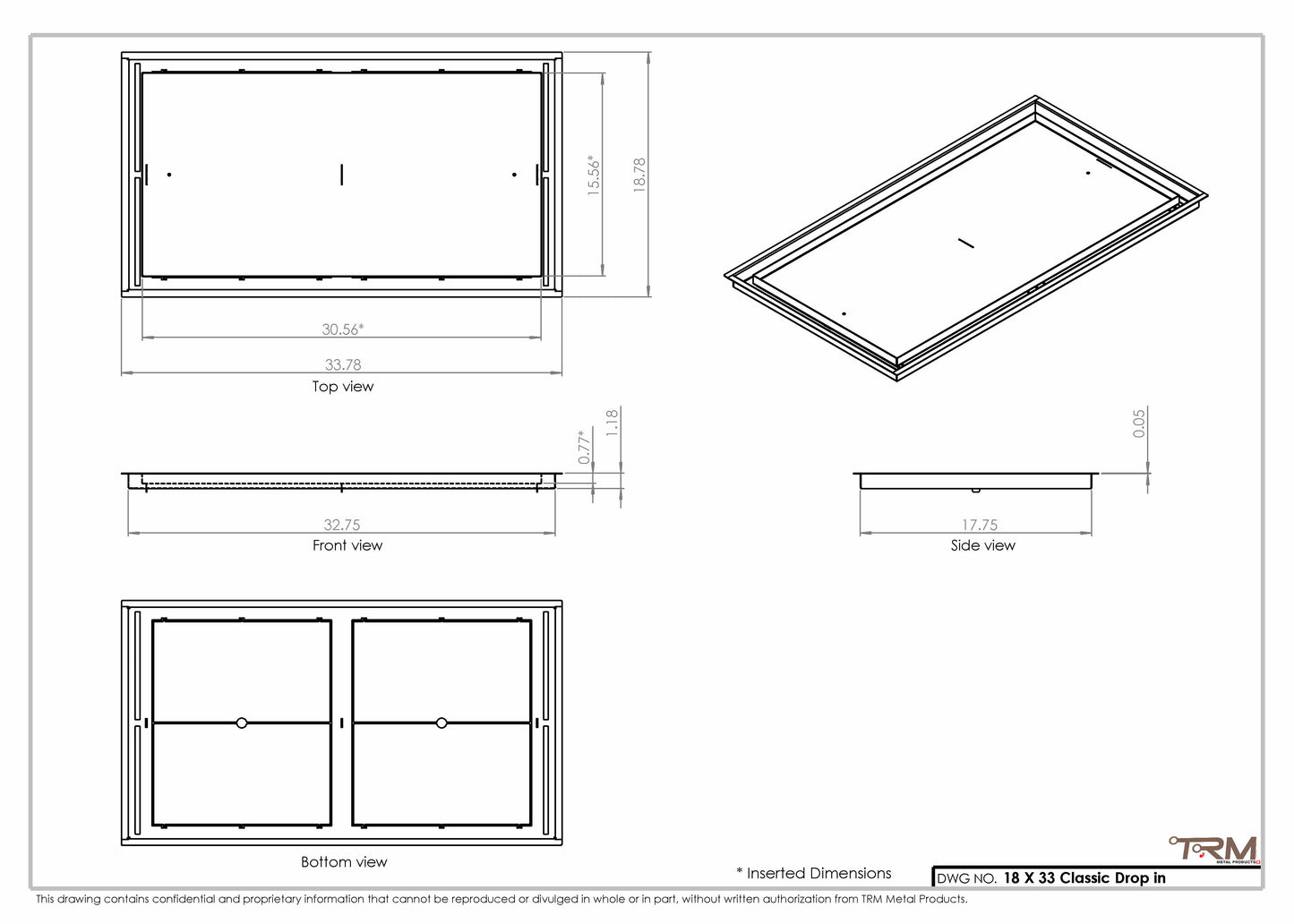 18x33 Classic Drop-in Air Vent, Flush Floor-Matching, All Metal, Floor Vent Cover