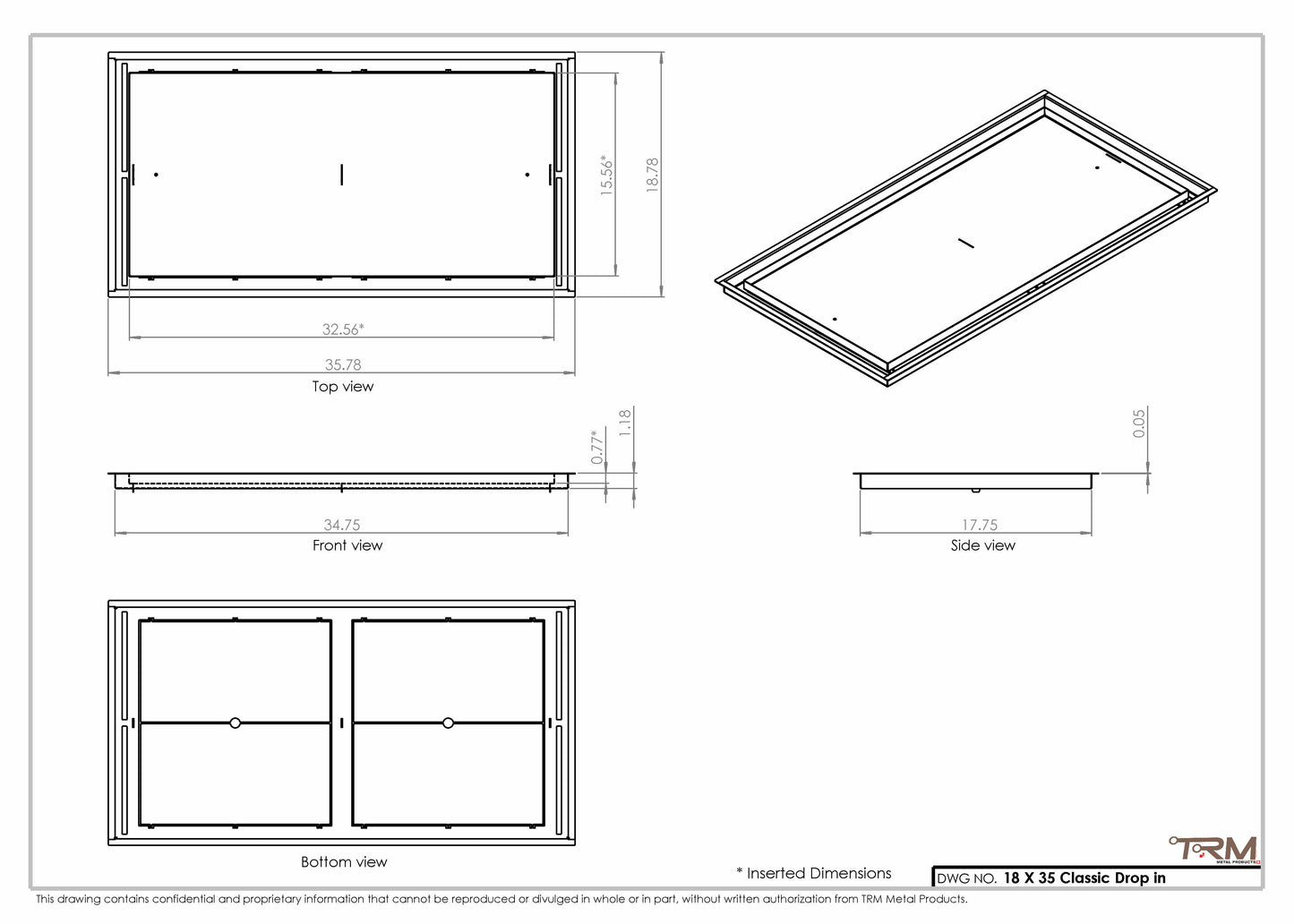 18x35 Classic Drop-in Air Vent, Flush Floor-Matching, All Metal, Floor Vent Cover