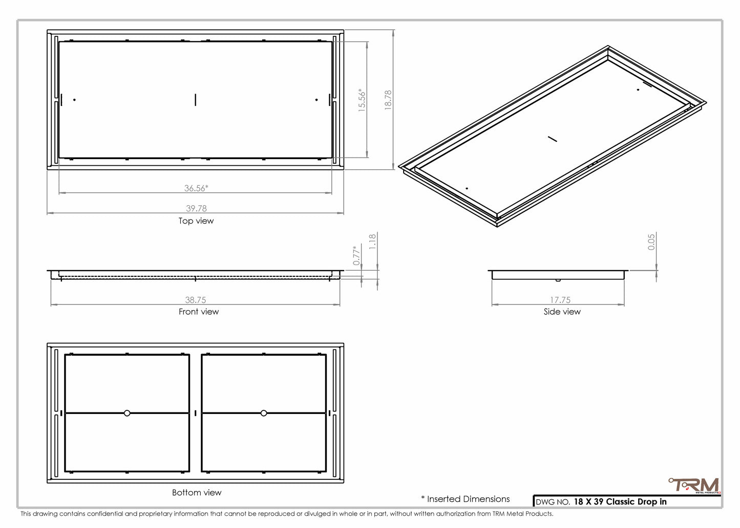 18x39 Classic Drop-in Air Vent, Flush Floor-Matching, All Metal, Floor Vent Cover