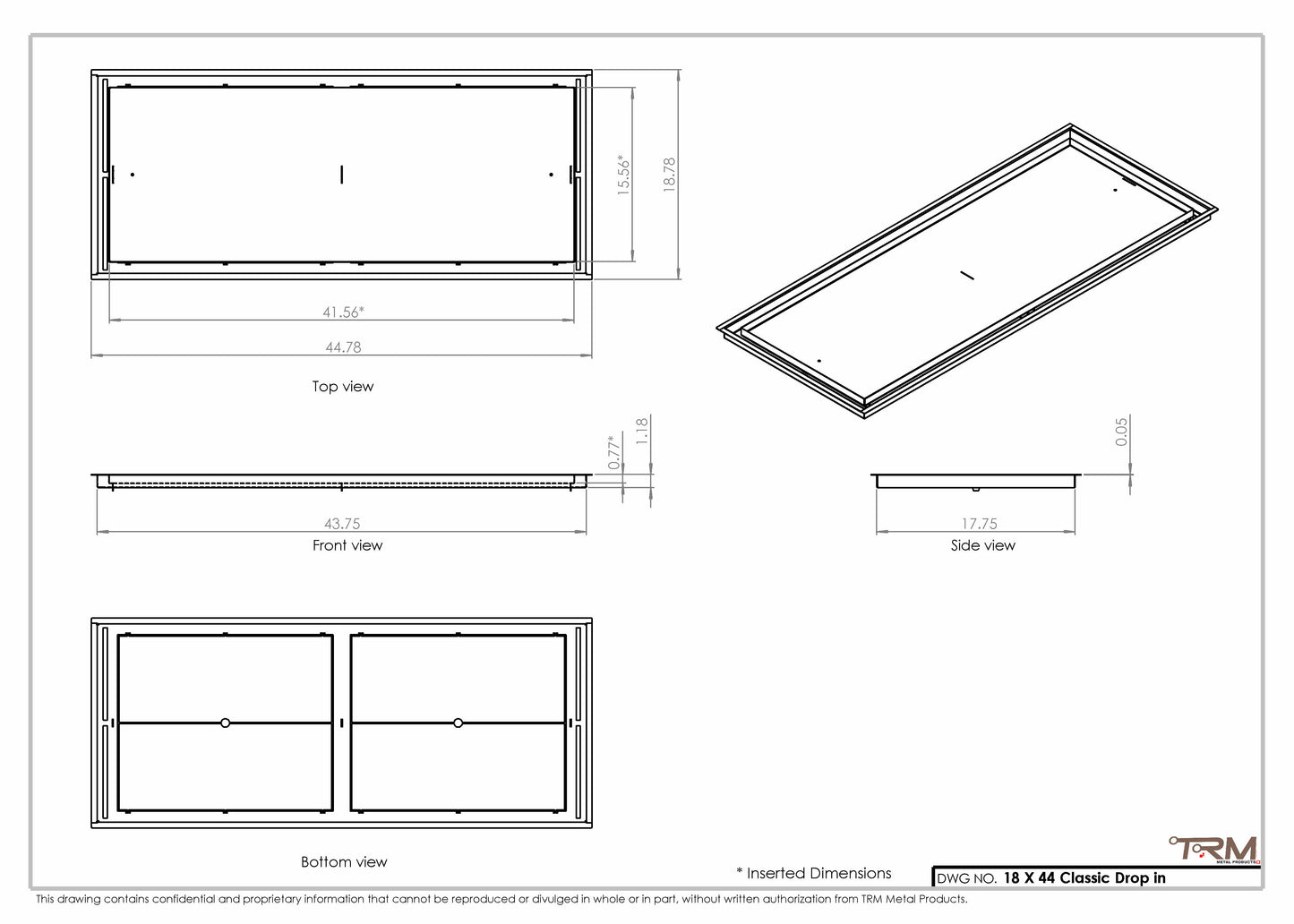 18x44 Classic Drop-in Air Vent, Flush Floor-Matching, All Metal, Floor Vent Cover