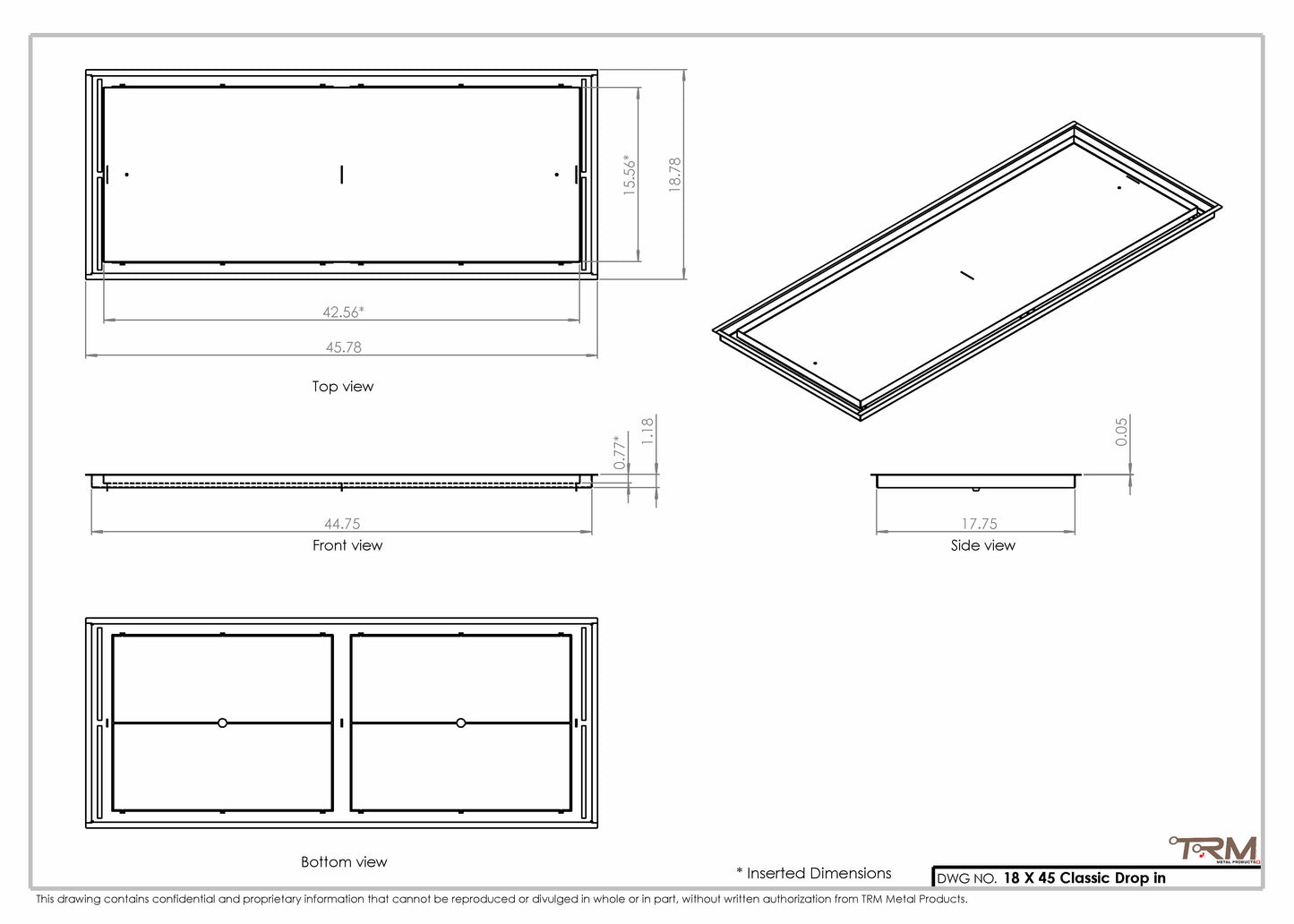 18x45 Classic Drop-in Air Vent, Flush Floor-Matching, All Metal, Floor Vent Cover