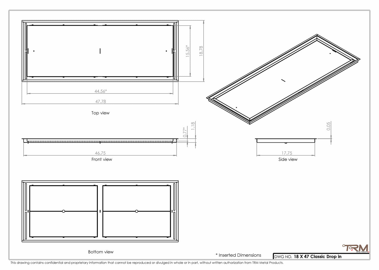 18x47 Classic Drop-in Air Vent, Flush Floor-Matching, All Metal, Floor Vent Cover