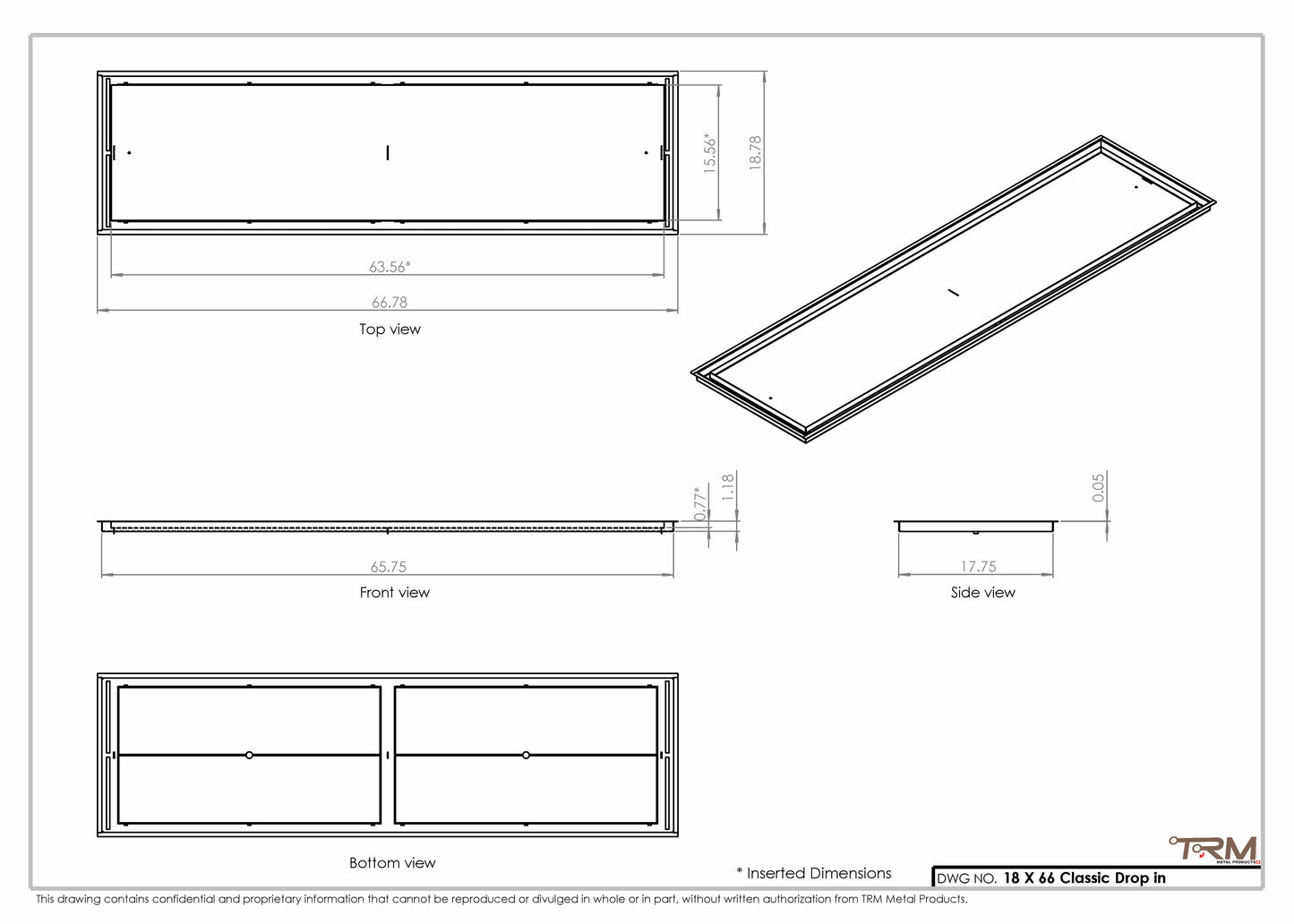 18x66 Classic Drop-in Air Vent, Flush Floor-Matching, All Metal, Floor Vent Cover