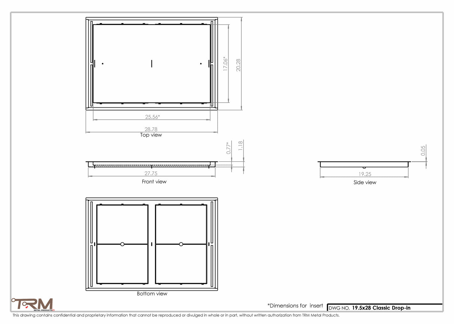 19.5x28 - Classic Drop-in Air Vent, Flush Floor-Matching, All Metal, Floor Vent Cover - TRM Metal  28x19.5
