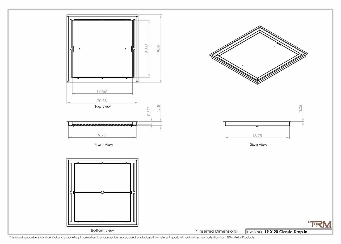19x20 Classic Drop-in Air Vent, Flush Floor-Matching, All Metal, Floor Vent Cover
