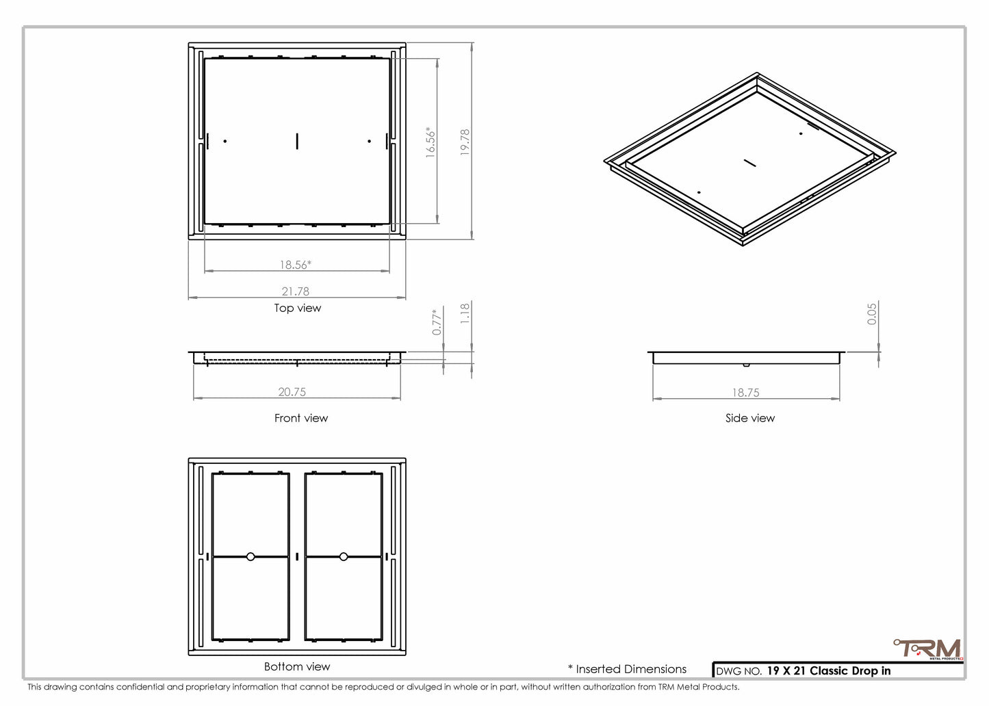 19x21 Classic Drop-in Air Vent, Flush Floor-Matching, All Metal, Floor Vent Cover