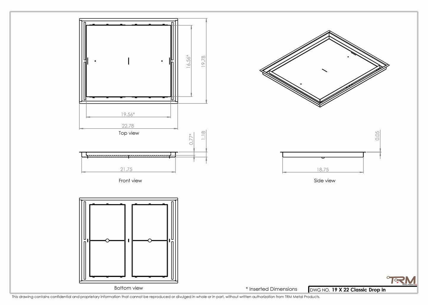 19x22 Classic Drop-in Air Vent, Flush Floor-Matching, All Metal, Floor Vent Cover