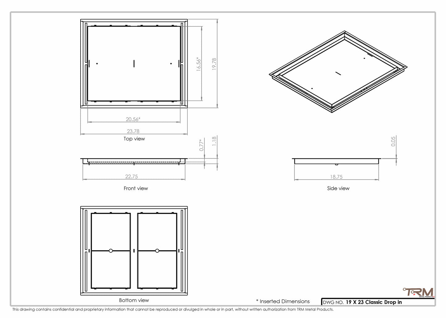 19x23 Classic Drop-in Air Vent, Flush Floor-Matching, All Metal, Floor Vent Cover