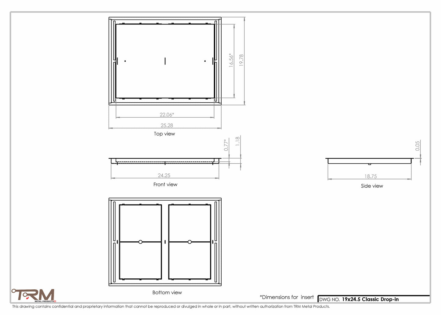19x24.5 - Classic Drop-in Air Vent, Flush Floor-Matching, All Metal, Floor Vent Cover - TRM Metal  24.5x19