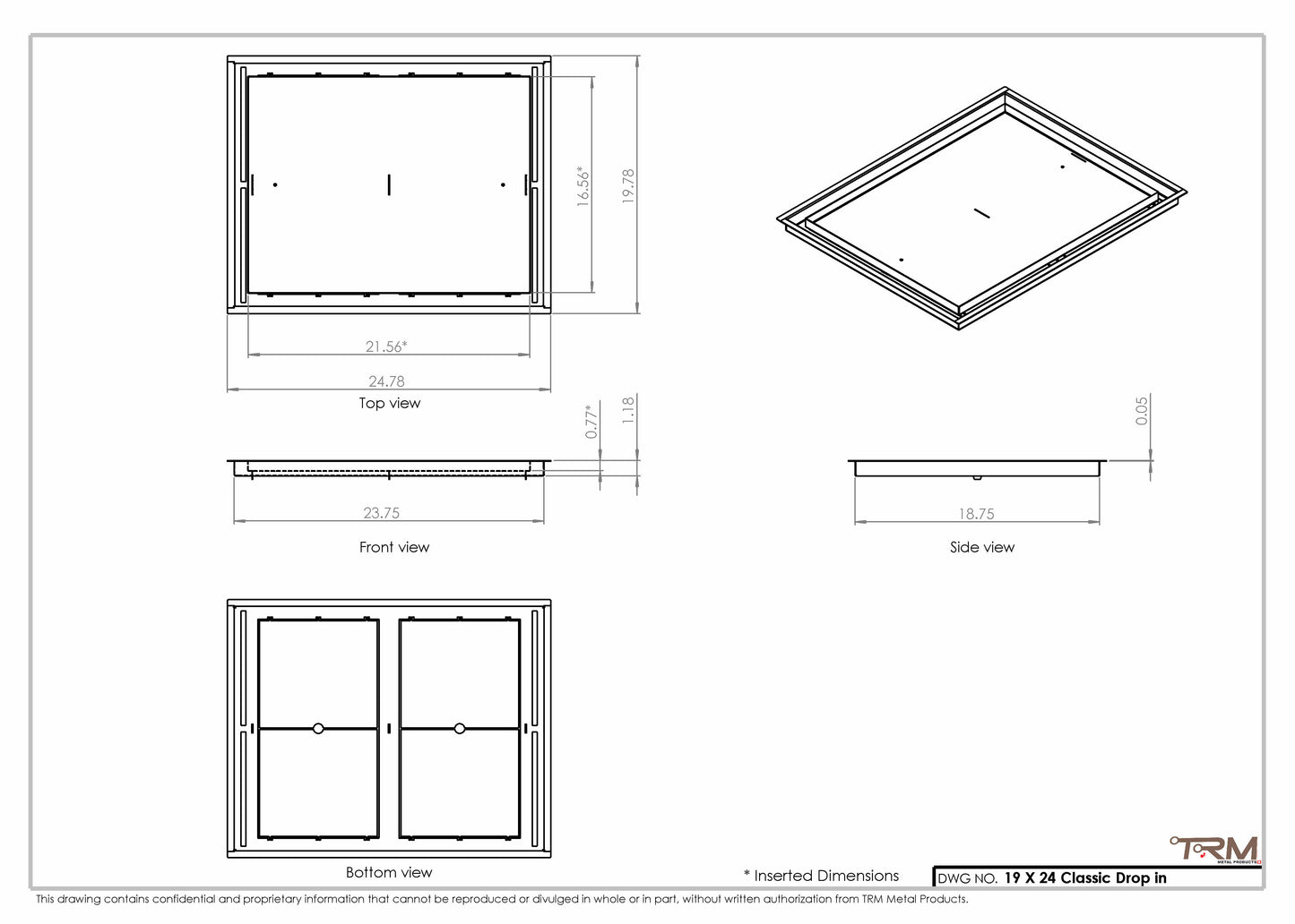 19x24 Classic Drop-in Air Vent, Flush Floor-Matching, All Metal, Floor Vent Cover