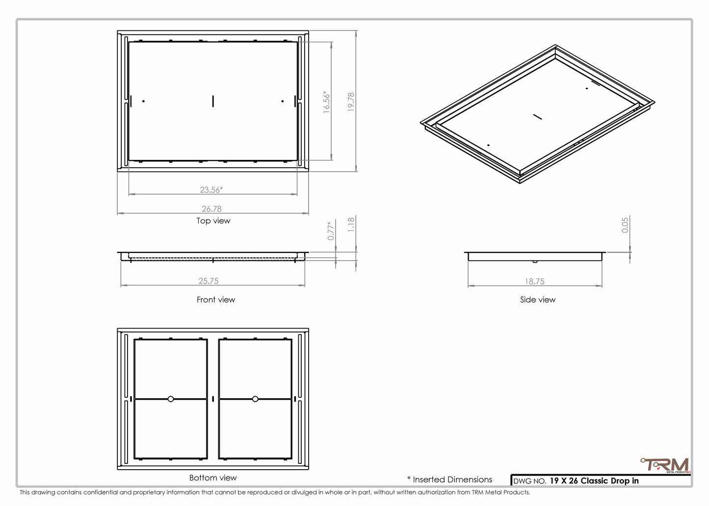 19x26 Classic Drop-in Air Vent, Flush Floor-Matching, All Metal, Floor Vent Cover