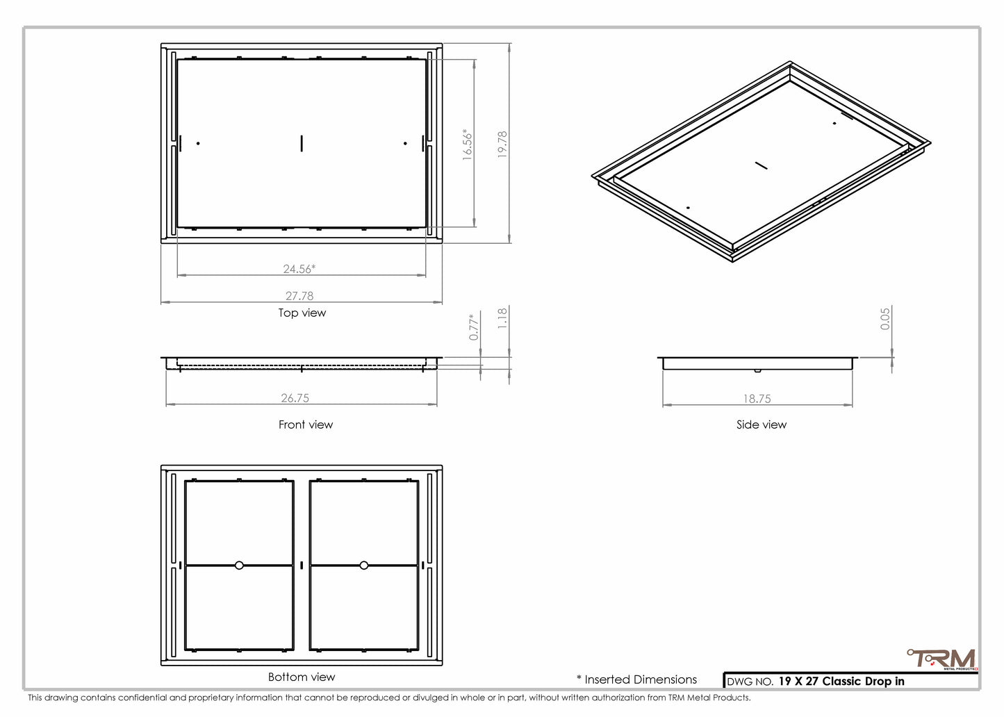 19x27 Classic Drop-in Air Vent, Flush Floor-Matching, All Metal, Floor Vent Cover