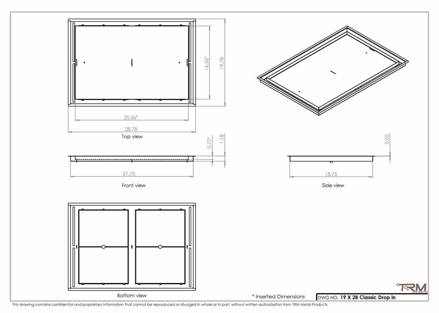 19x28 Classic Drop-in Air Vent, Flush Floor-Matching, All Metal, Floor Vent Cover