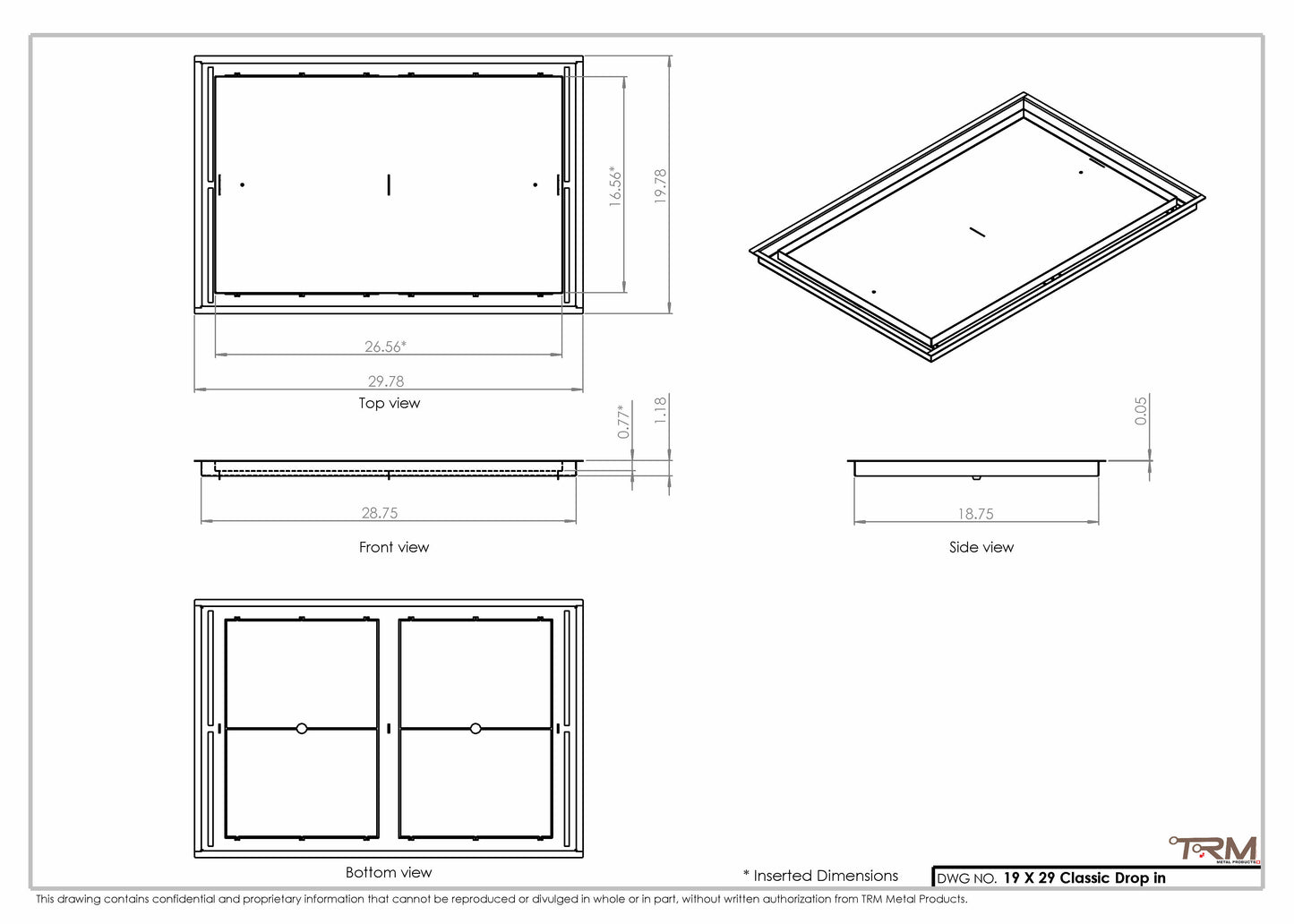 19x29 Classic Drop-in Air Vent, Flush Floor-Matching, All Metal, Floor Vent Cover