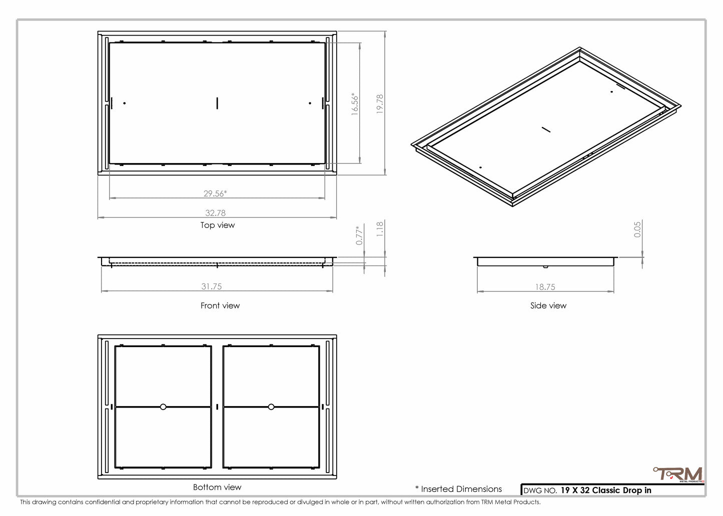 19x32 Classic Drop-in Air Vent, Flush Floor-Matching, All Metal, Floor Vent Cover
