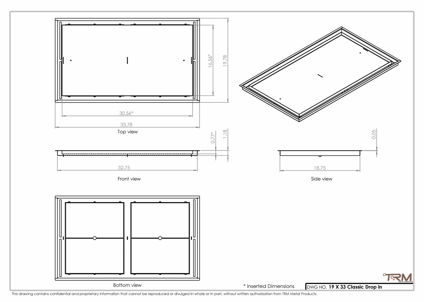 19x33 Classic Drop-in Air Vent, Flush Floor-Matching, All Metal, Floor Vent Cover