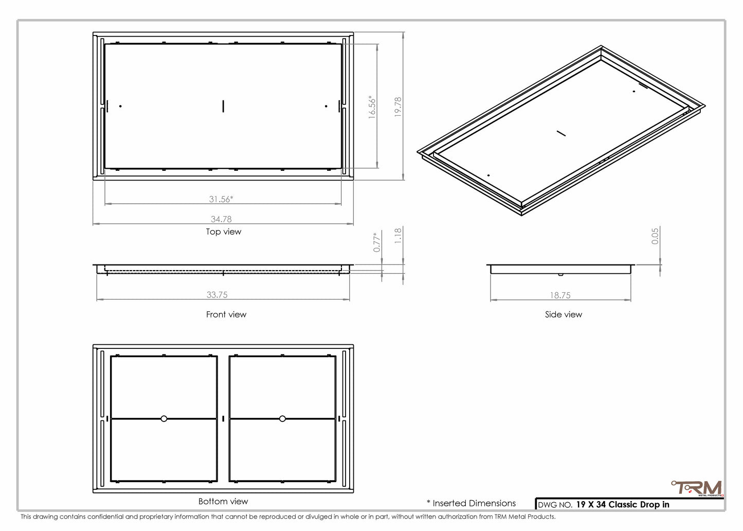19x34 Classic Drop-in Air Vent, Flush Floor-Matching, All Metal, Floor Vent Cover