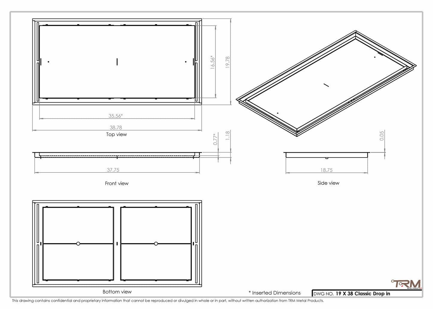 19x38 Classic Drop-in Air Vent, Flush Floor-Matching, All Metal, Floor Vent Cover