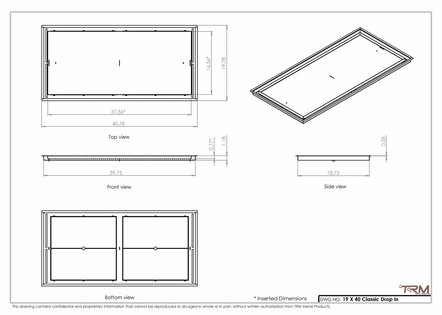 19x40 Classic Drop-in Air Vent, Flush Floor-Matching, All Metal, Floor Vent Cover