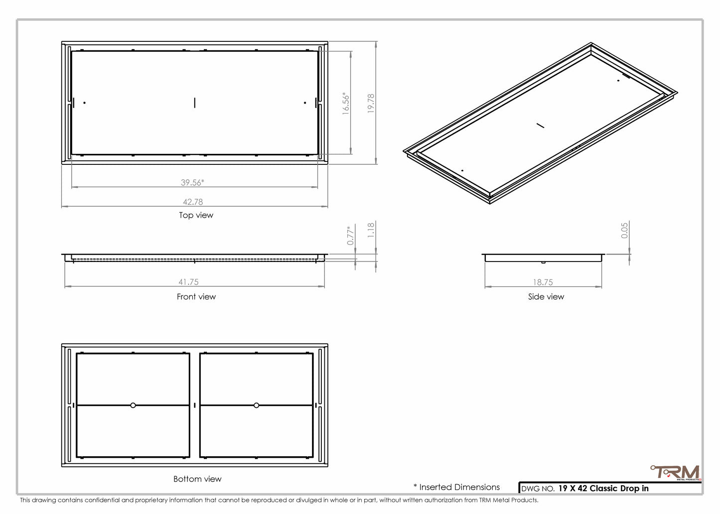 19x42 Classic Drop-in Air Vent, Flush Floor-Matching, All Metal, Floor Vent Cover