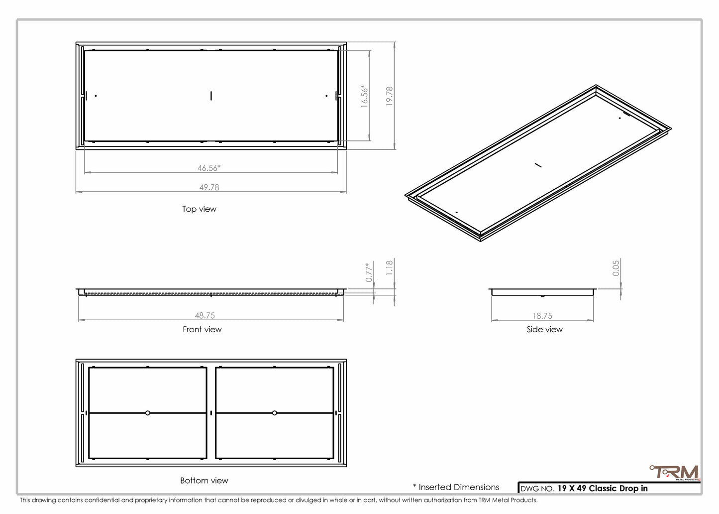 19x49 Classic Drop-in Air Vent, Flush Floor-Matching, All Metal, Floor Vent Cover