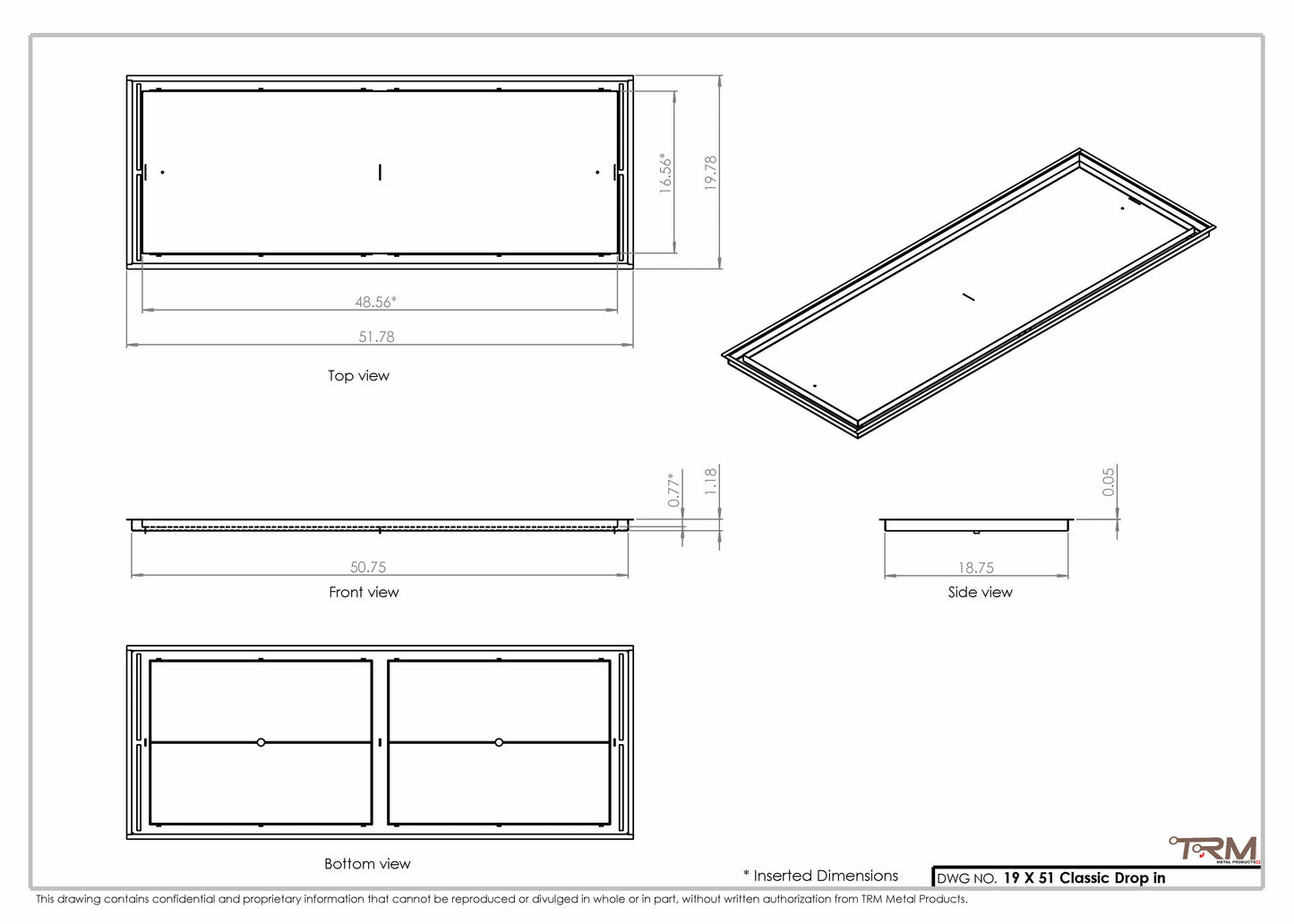 19x51 Classic Drop-in Air Vent, Flush Floor-Matching, All Metal, Floor Vent Cover