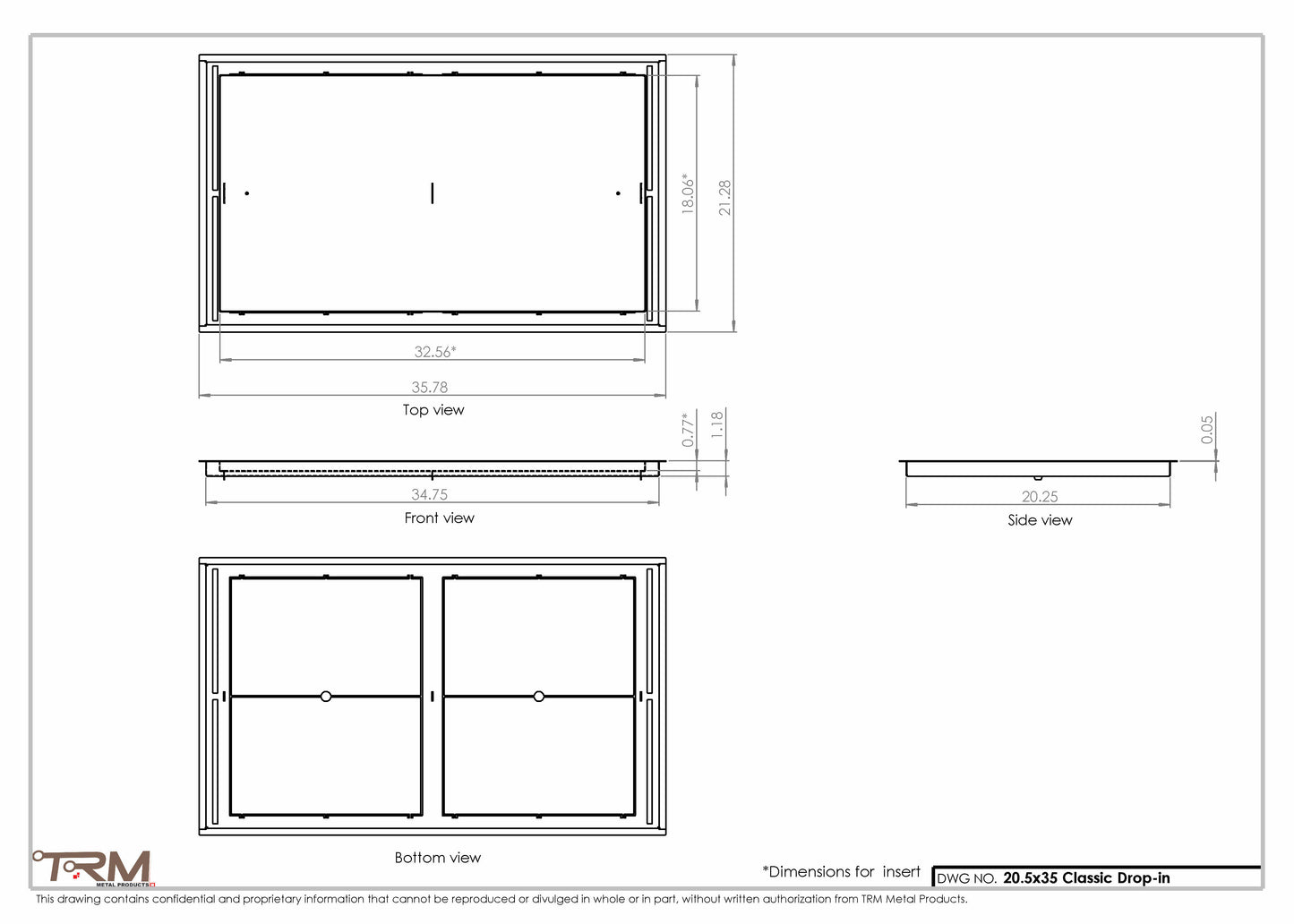 20.5x35 - Classic Drop-in Air Vent, Flush Floor-Matching, All Metal, Floor Vent Cover - TRM Metal  35x20.5