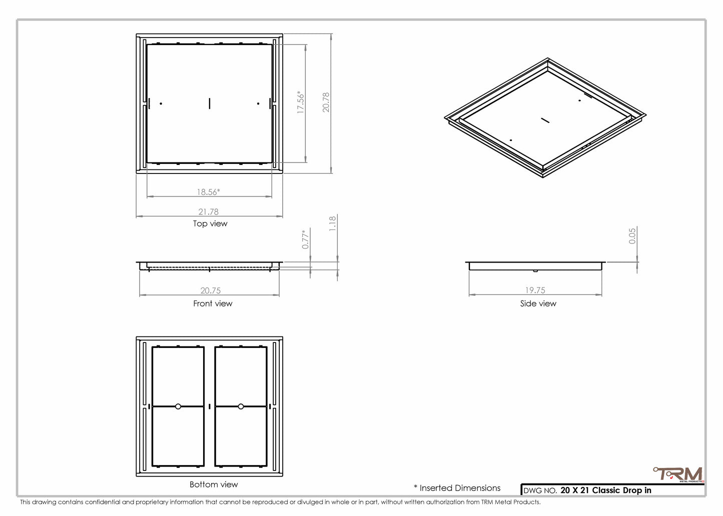 20x21 Classic Drop-in Air Vent, Flush Floor-Matching, All Metal, Floor Vent Cover