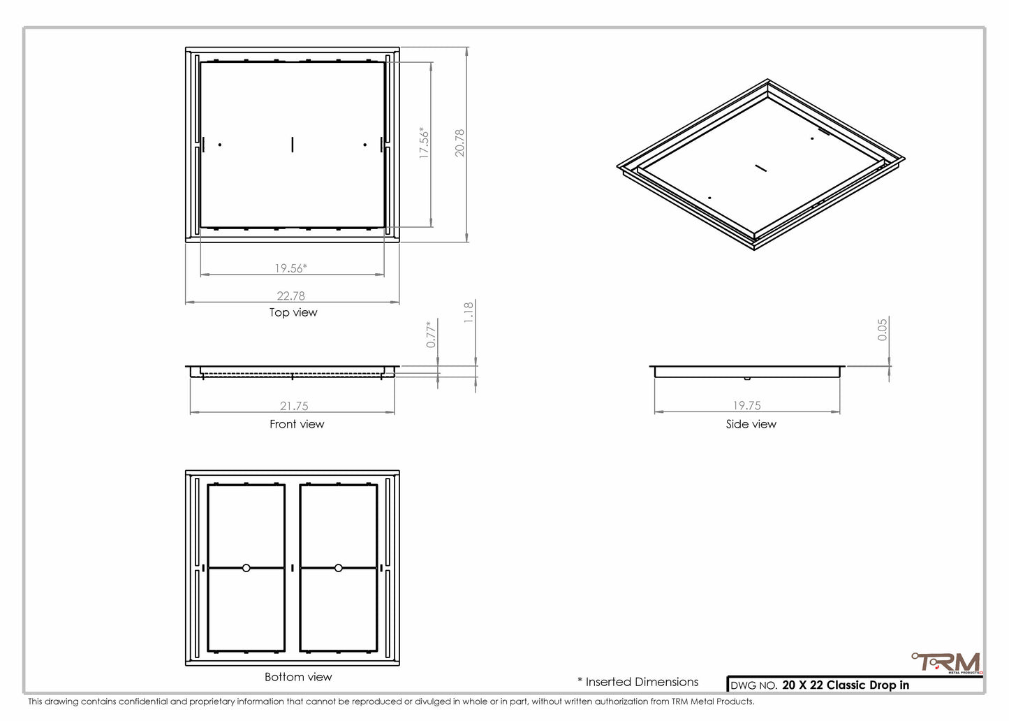 20x22 Classic Drop-in Air Vent, Flush Floor-Matching, All Metal, Floor Vent Cover
