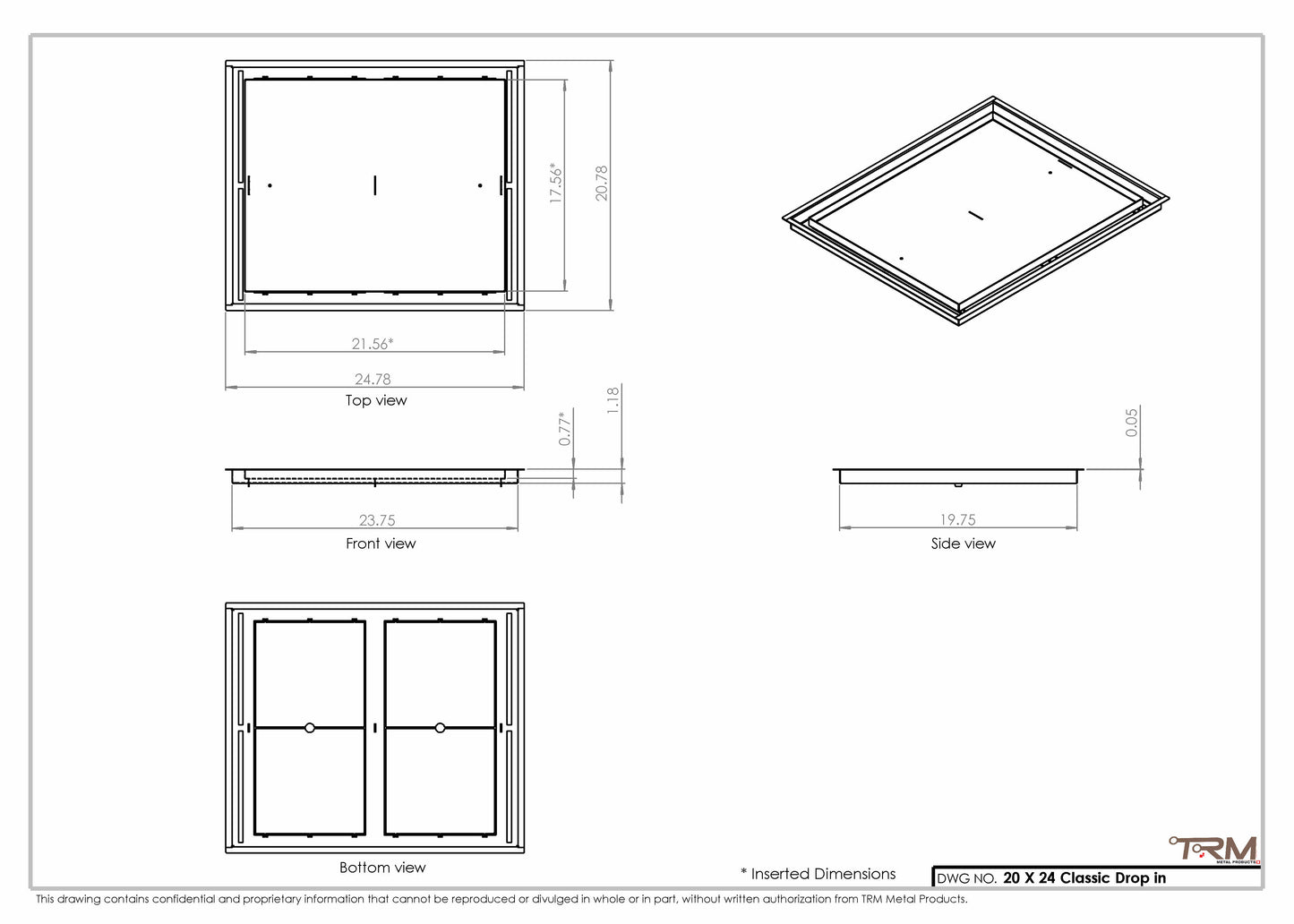 20x24 Classic Drop-in Air Vent, Flush Floor-Matching, All Metal, Floor Vent Cover