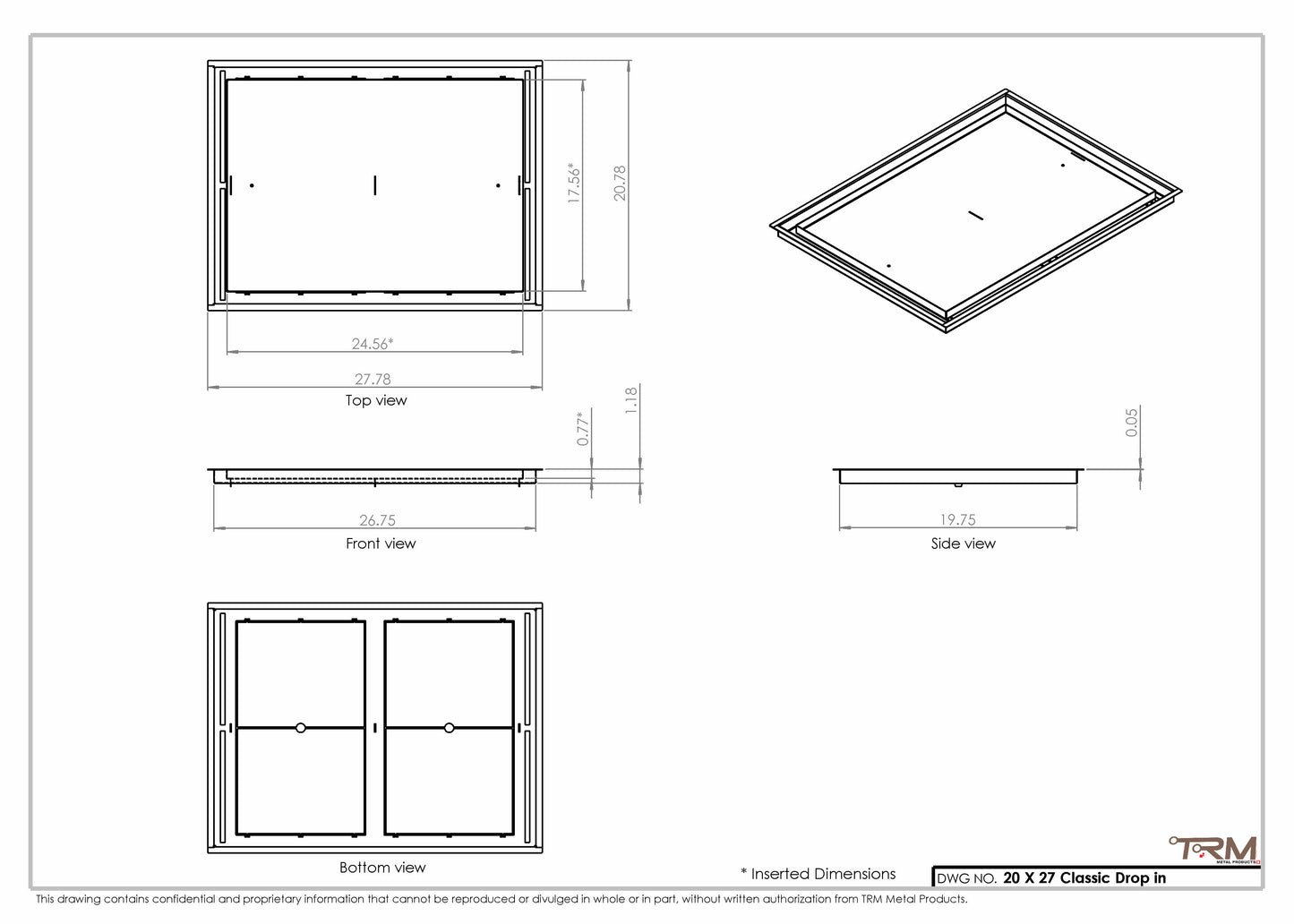 20x27 Classic Drop-in Air Vent, Flush Floor-Matching, All Metal, Floor Vent Cover