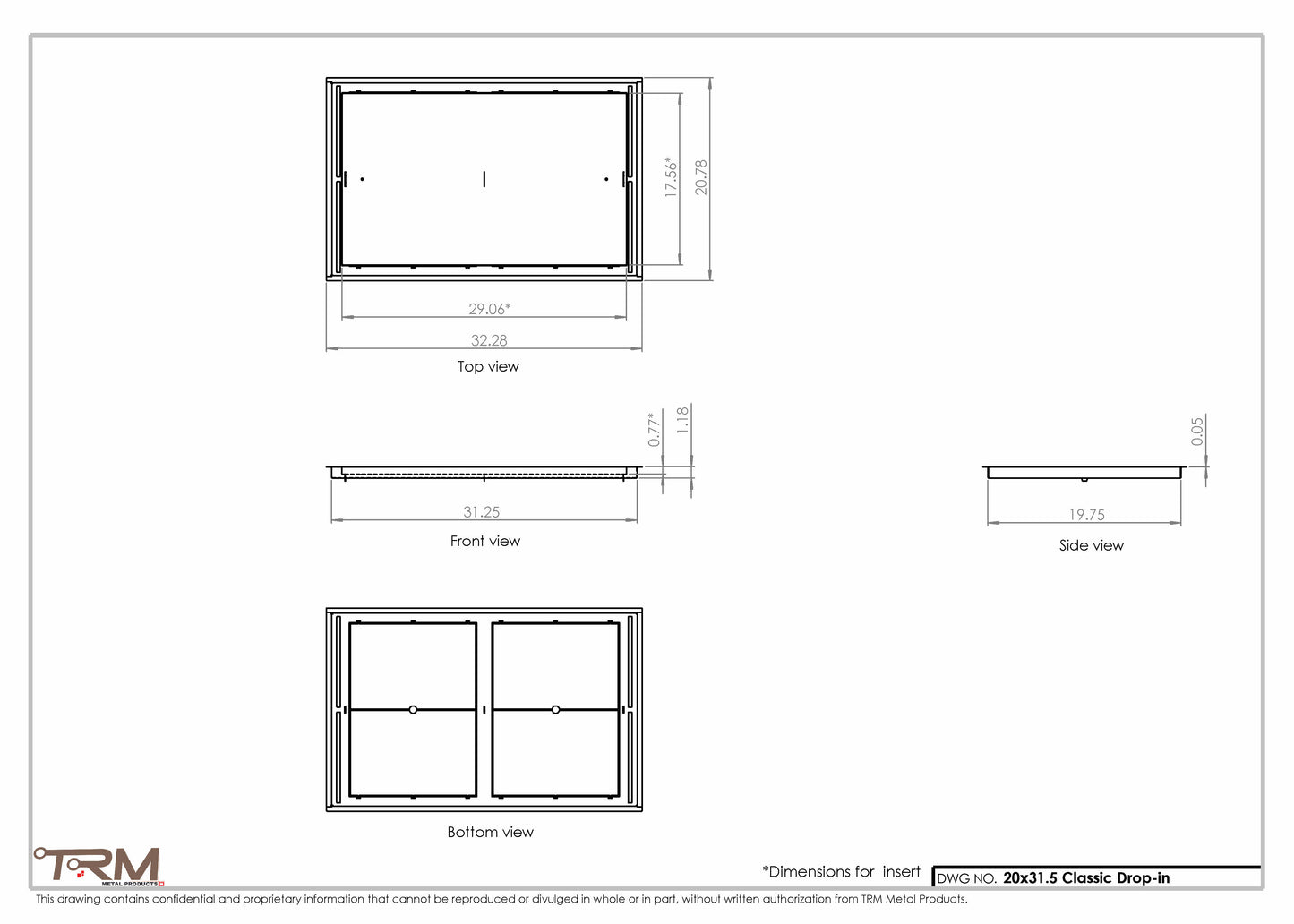 20x31.5 - Classic Drop-in Air Vent, Flush Floor-Matching, All Metal, Floor Vent Cover - TRM Metal  31.5x20