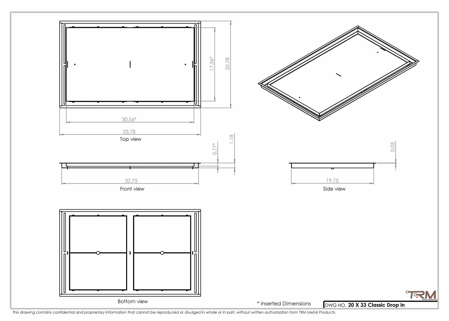 20x33 Classic Drop-in Air Vent, Flush Floor-Matching, All Metal, Floor Vent Cover