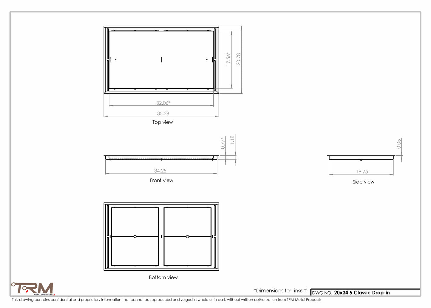 20x34.5 - Classic Drop-in Air Vent, Flush Floor-Matching, All Metal, Floor Vent Cover - TRM Metal  34.5x20