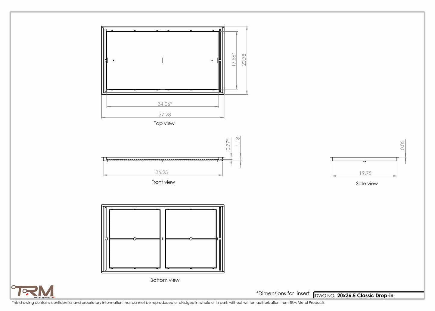 20x36.5 - Classic Drop-in Air Vent, Flush Floor-Matching, All Metal, Floor Vent Cover - TRM Metal  36.5x20