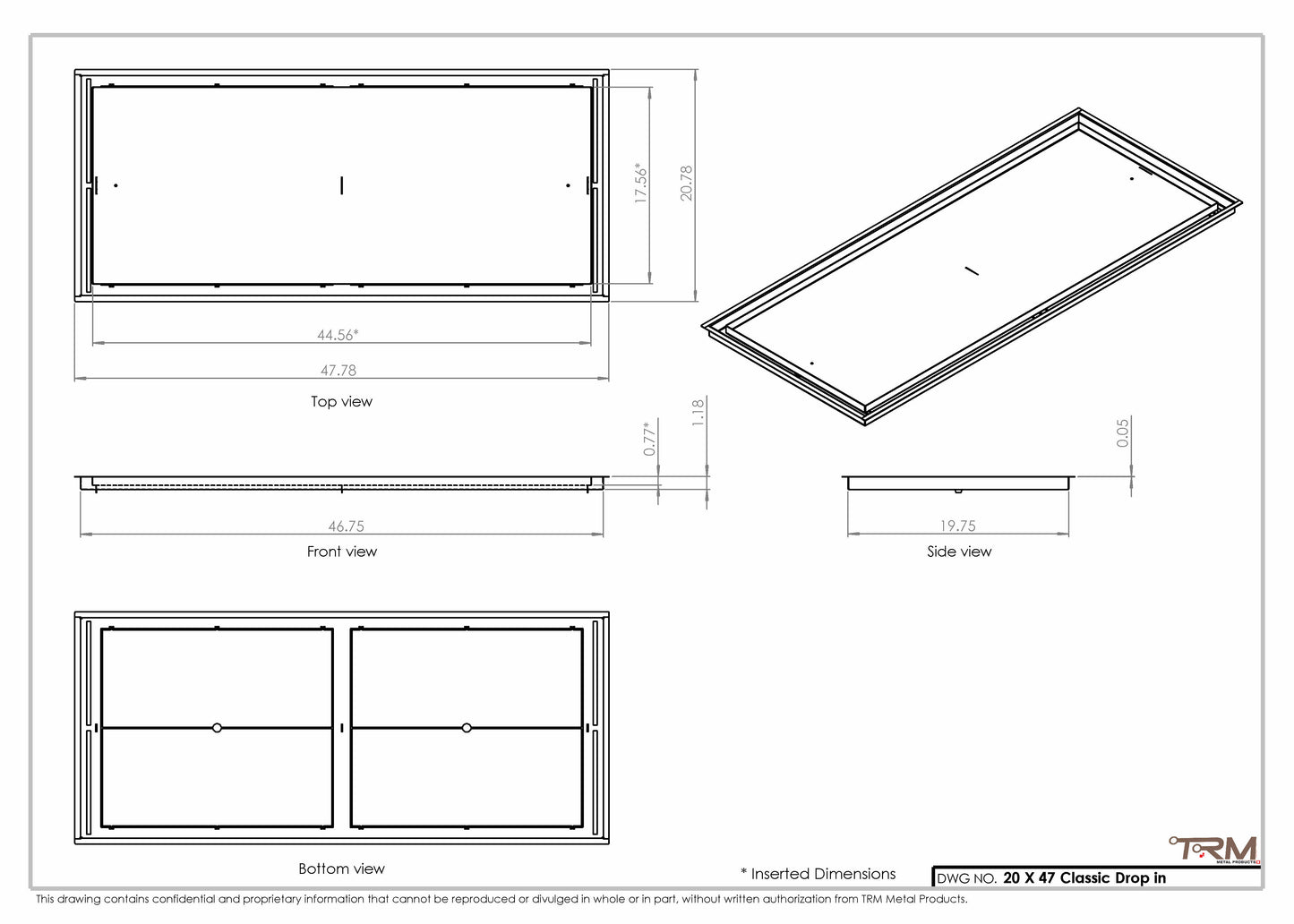 20x47 Classic Drop-in Air Vent, Flush Floor-Matching, All Metal, Floor Vent Cover