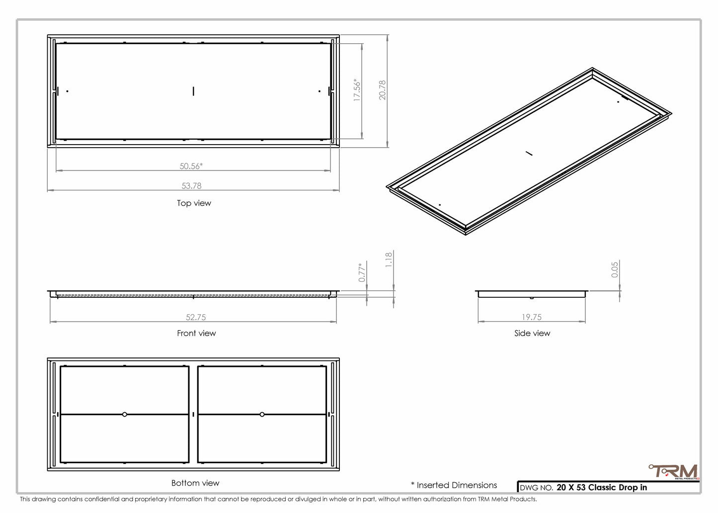 20x53 Classic Drop-in Air Vent, Flush Floor-Matching, All Metal, Floor Vent Cover