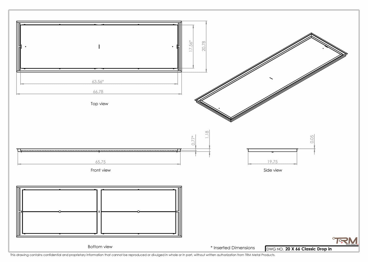 20x66 Classic Drop-in Air Vent, Flush Floor-Matching, All Metal, Floor Vent Cover